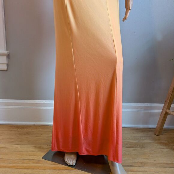 Vintage Y2K Zum Zum Prom Gown Maxi Dress Orange Ombre Rhinestone Size 3 - Picture 10 of 13
